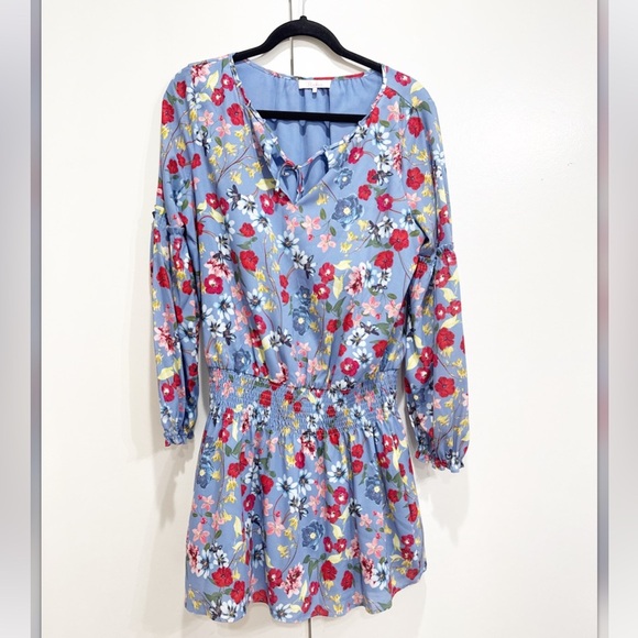 Parker Floral Smocked Long Sleeve Mini Dress  Size Medium - Picture 3 of 5